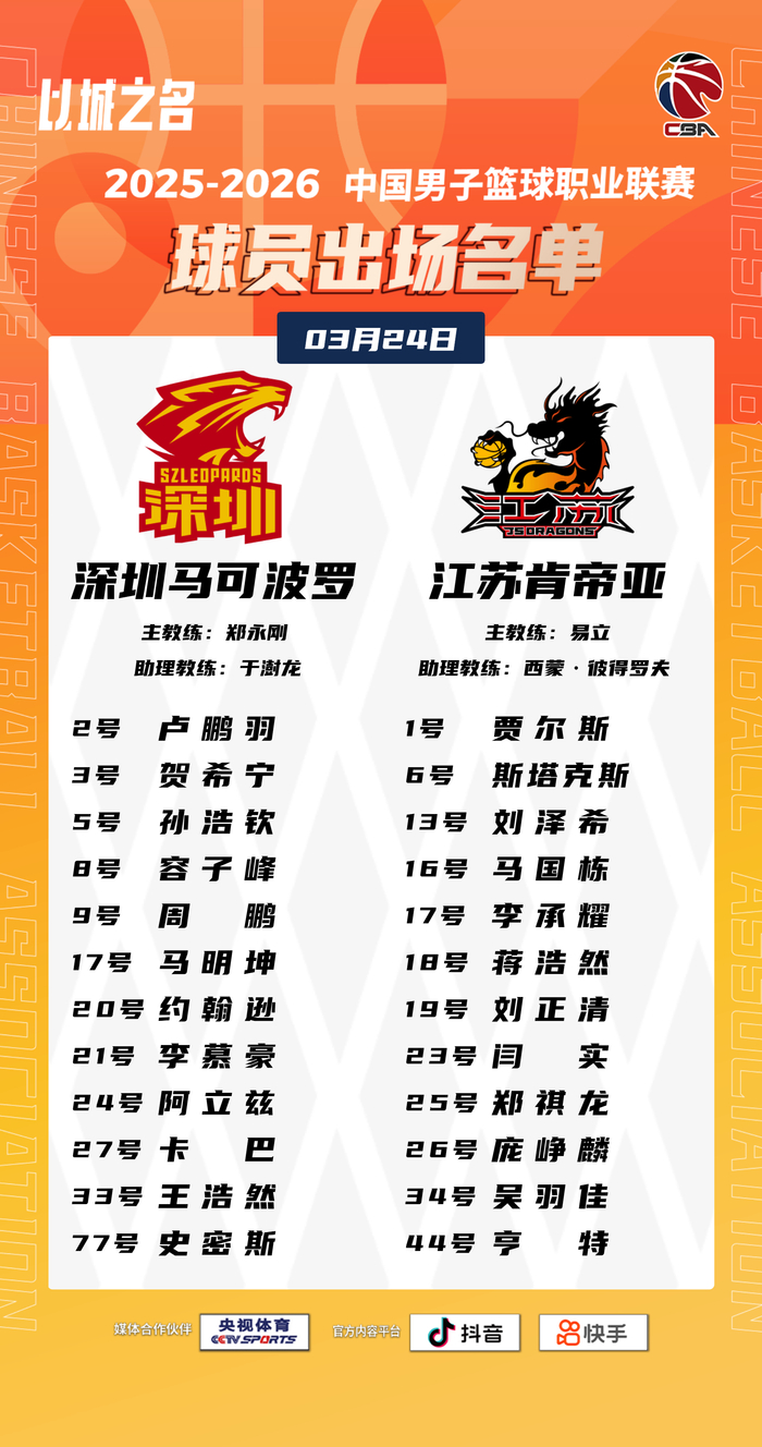 CBA常规赛第三十轮双赛打响 两场焦点战将争夺季